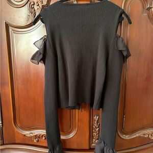 Zara Black Sweater Cardigan with Ruffle Details